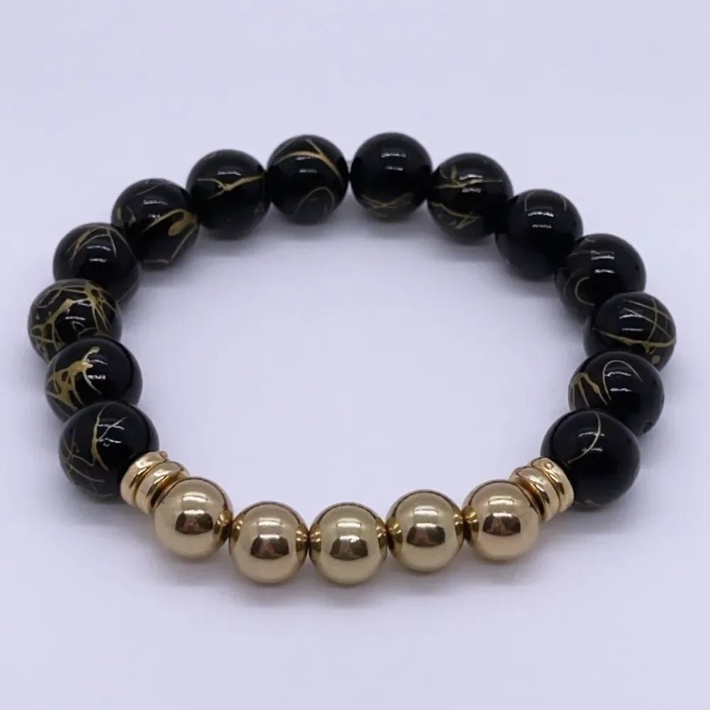 NWT Wool + Pepper Co. Mens B&G Beaded Bracelet
